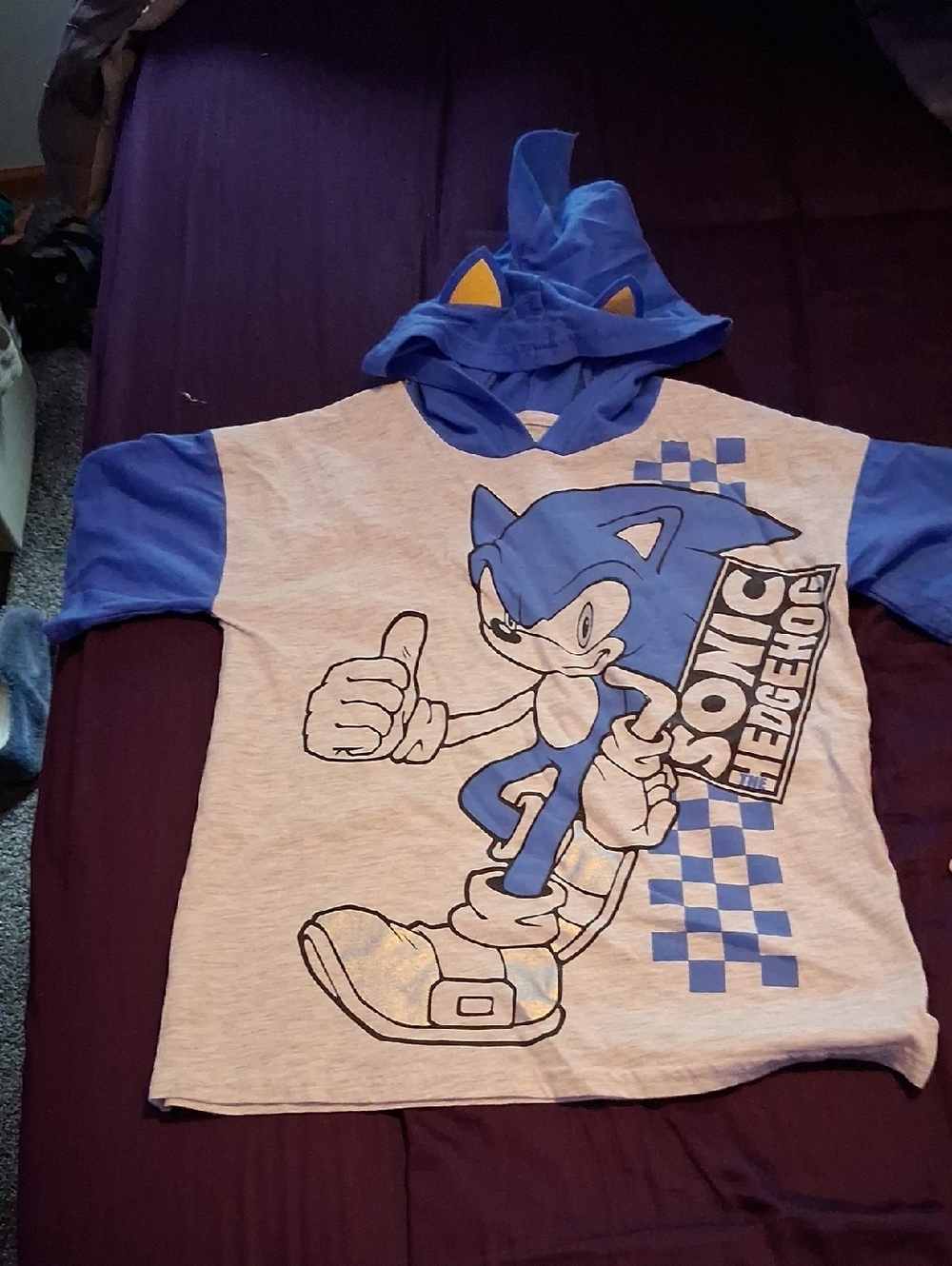 Kids Sonic the Hedgehog Blue & Gray Hooded Sweatshirt